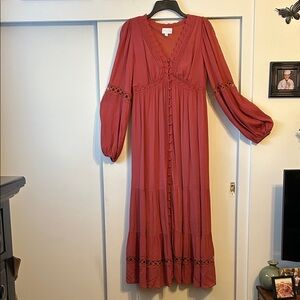 Elegant Rust Maxi Dress